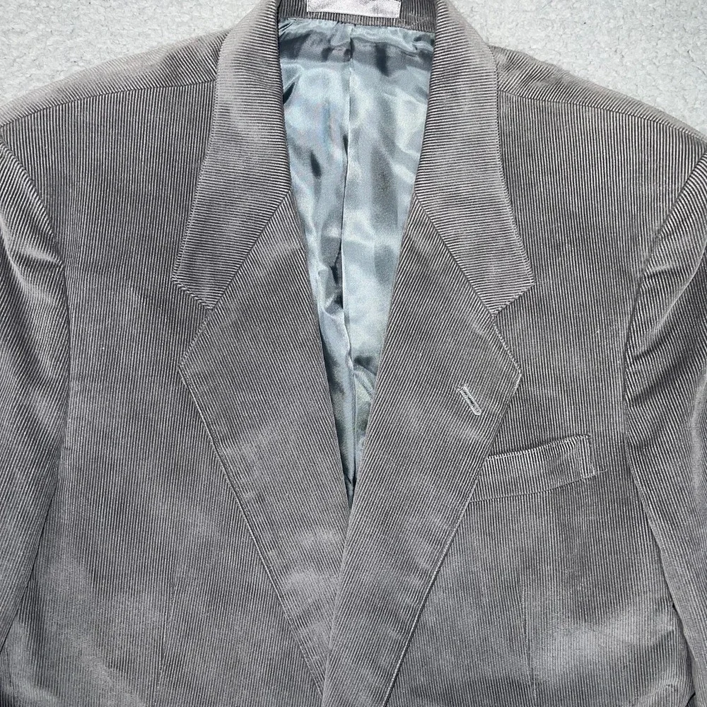 VTG Christopher Hayes Corduroy Blazer Men's Sz 42R Gray Sport Coat‎ Made Japan